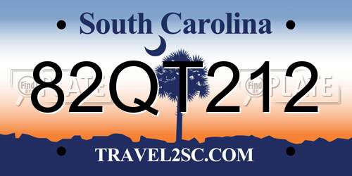 82QT212 South Carolina License Plate