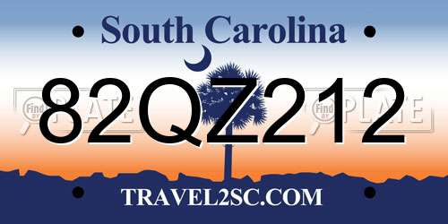 82QZ212 South Carolina License Plate