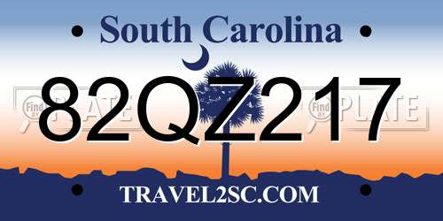 82QZ217 South Carolina License Plate