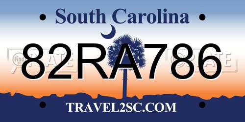 82RA786 South Carolina License Plate
