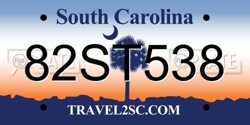 82ST538 South Carolina License Plate