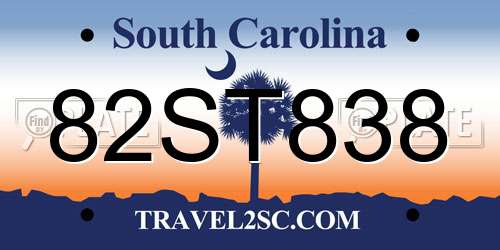 82ST838 South Carolina License Plate