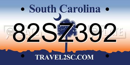 82SZ392 South Carolina License Plate