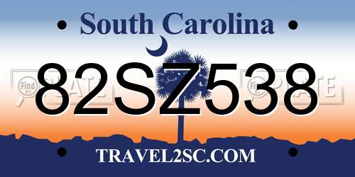 82SZ538 South Carolina License Plate