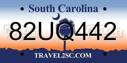 82UQ442 South Carolina License Plate