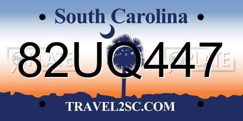 82UQ447 South Carolina License Plate