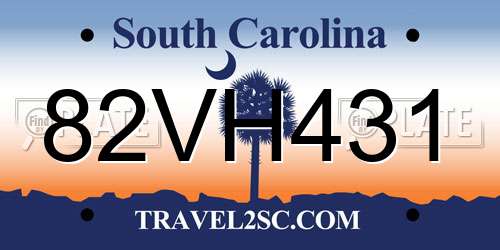 82VH431 South Carolina License Plate