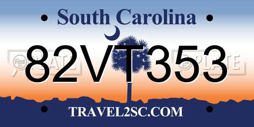 82VT353 South Carolina License Plate