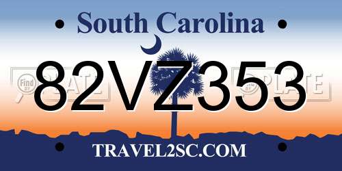 82VZ353 South Carolina License Plate