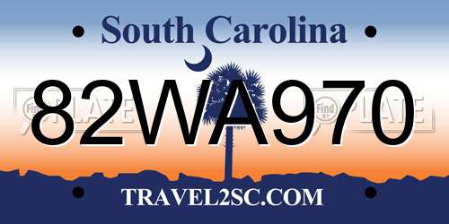82WA970 South Carolina License Plate