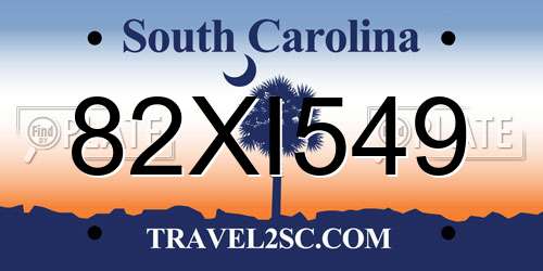 82XI549 South Carolina License Plate