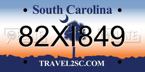 82XI849 South Carolina License Plate