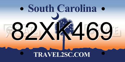 82XK469 South Carolina License Plate