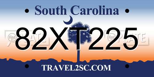 82XT225 South Carolina License Plate