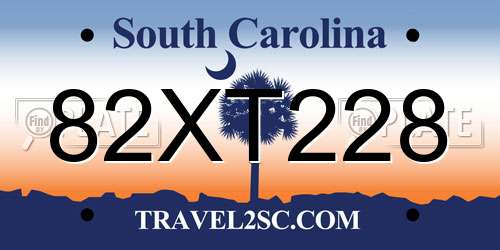 82XT228 South Carolina License Plate