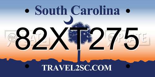 82XT275 South Carolina License Plate