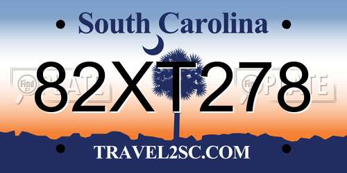 82XT278 South Carolina License Plate