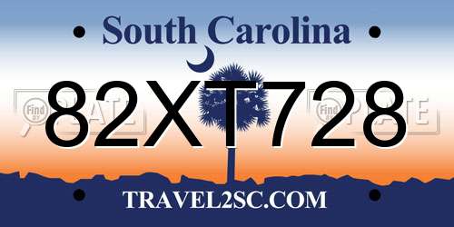 82XT728 South Carolina License Plate