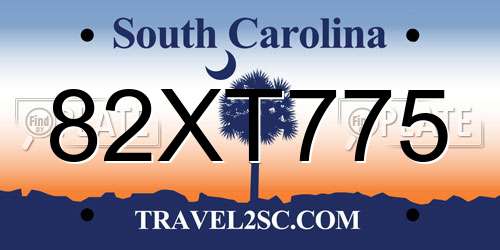 82XT775 South Carolina License Plate