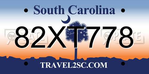 82XT778 South Carolina License Plate