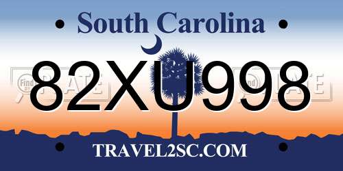 82XU998 South Carolina License Plate