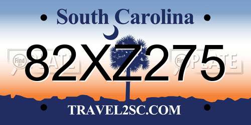 82XZ275 South Carolina License Plate