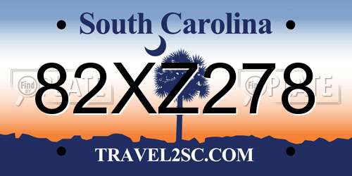 82XZ278 South Carolina License Plate