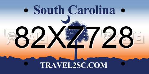 82XZ728 South Carolina License Plate