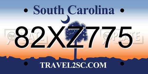 82XZ775 South Carolina License Plate