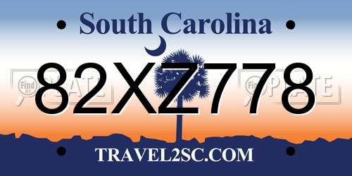 82XZ778 South Carolina License Plate
