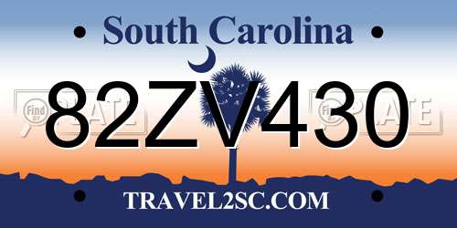 82ZV430 South Carolina License Plate