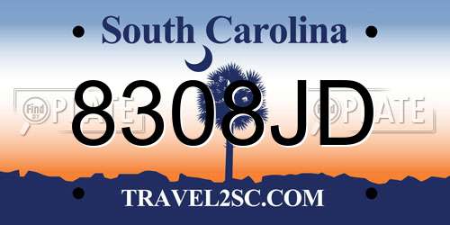 8308JD South Carolina License Plate