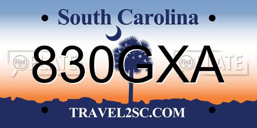 830GXA South Carolina License Plate