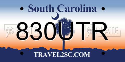 830UTR South Carolina License Plate