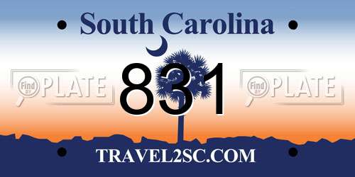 831 South Carolina License Plate