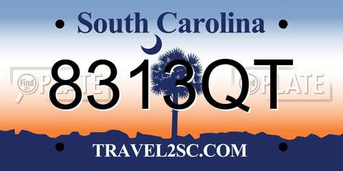 8313QT South Carolina License Plate