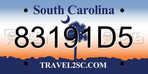 83191D5 South Carolina License Plate