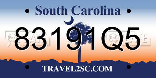 83191Q5 South Carolina License Plate