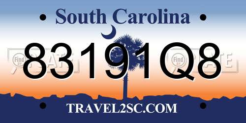 83191Q8 South Carolina License Plate