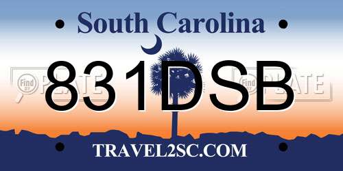831DSB South Carolina License Plate