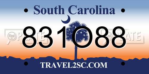 831O88 South Carolina License Plate