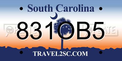 831OB5 South Carolina License Plate