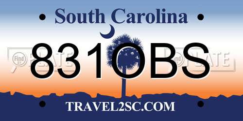 831OBS South Carolina License Plate