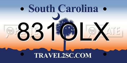 831OLX South Carolina License Plate