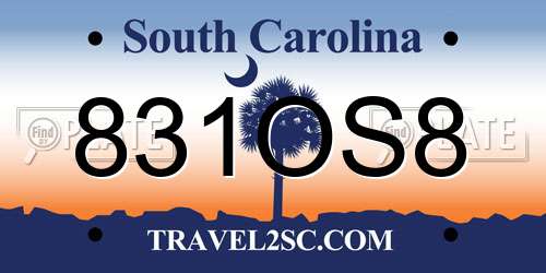 831OS8 South Carolina License Plate