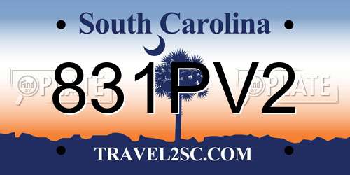 831PV2 South Carolina License Plate