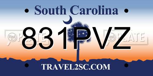 831PVZ South Carolina License Plate