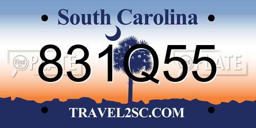 831Q55 South Carolina License Plate