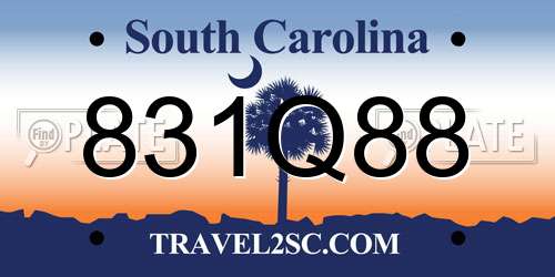 831Q88 South Carolina License Plate