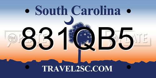 831QB5 South Carolina License Plate